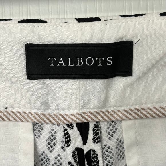 Talbots Wms 8 Slim Crop Black White Animal Print Ankle Pants Stretch Cotton - Picture 3 of 10